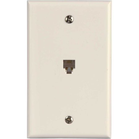 WESTEK 1-Gang Phone Jack Modular with Wall Plate Thermoplastic Ivory, 4 Conductor, 10PK TWRJ11IV1-10